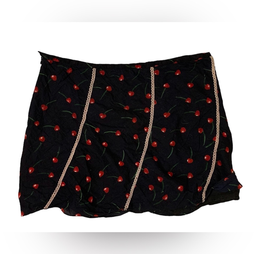 Blue Plate Black Skirt With Cherrys